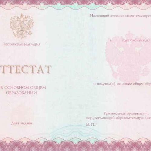 Аттестат 9 классов 2016